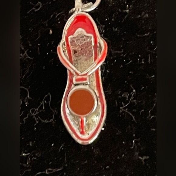 1” silver tone and red enamel heeled shoe charm - Picture 2 of 9